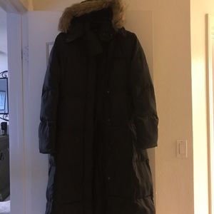 H&M Faux-Fur-Trim Hooded Maxi Puffer jacket